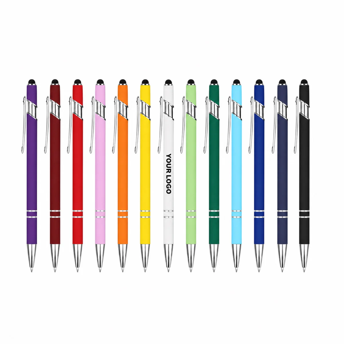 Aluminum Retractable Ballpoint Pen With Stylus Tip