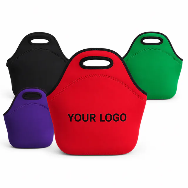 Insulated Neoprene Zippered Lunch Tote Bag