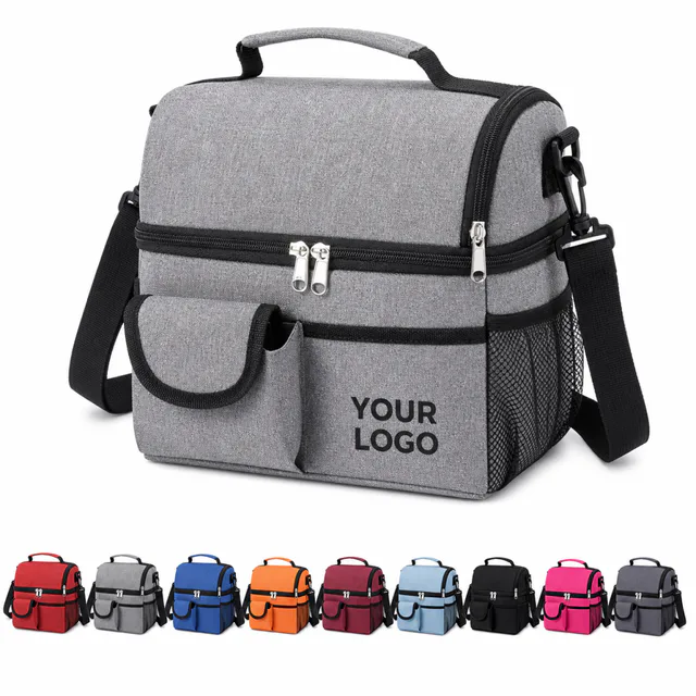 Two Layer Insulated Food Cooler Bag With Antimicrobial Lining