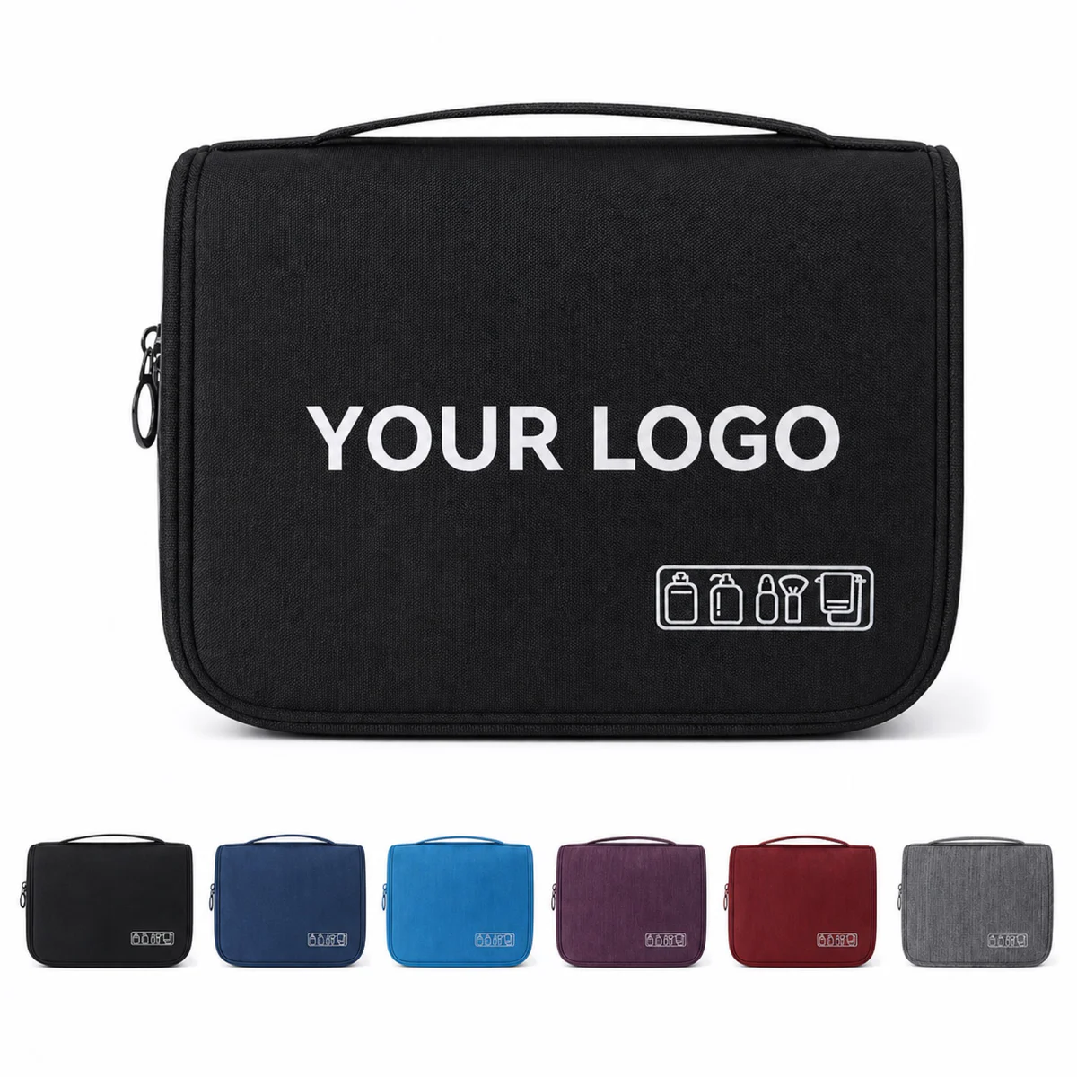 Custom Polyester Travel Toiletry Bag With Hanging Hook
