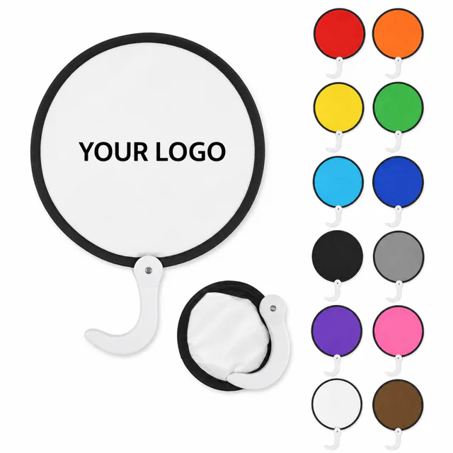 Custom Polyester Folding Hand Fan With Storage Pouch