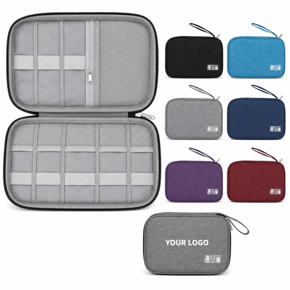 Travel Electronics Organizer Bag Waterproof Polyester