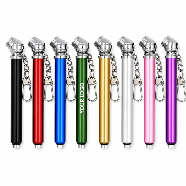 Alloy Tire Pressure Gauge Keychain With Four-Sided Scale