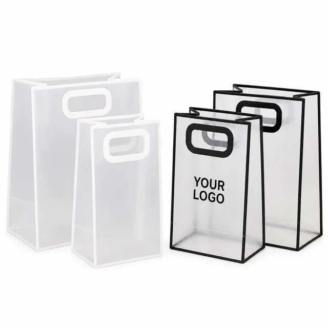 Clear PP Plastic Gift Bag With Square Handle For Promotional Events