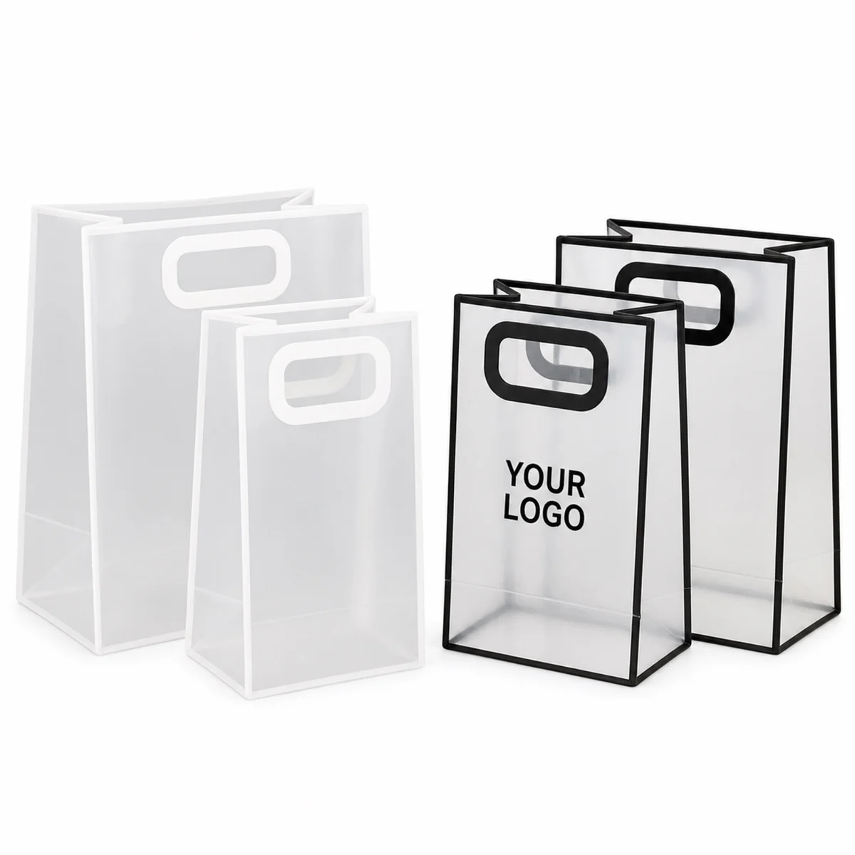 Clear PP Plastic Gift Bag With Square Handle For Promotional Events