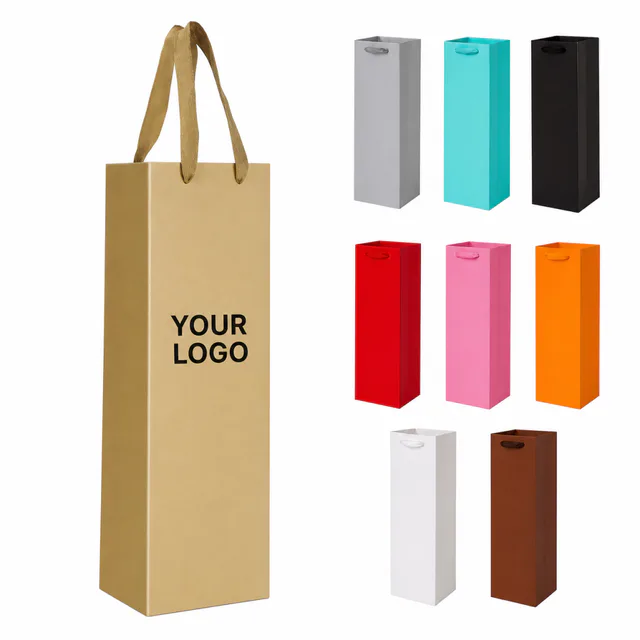 Custom Paper Wine Gift Bag for Single Bottle Promotional Events