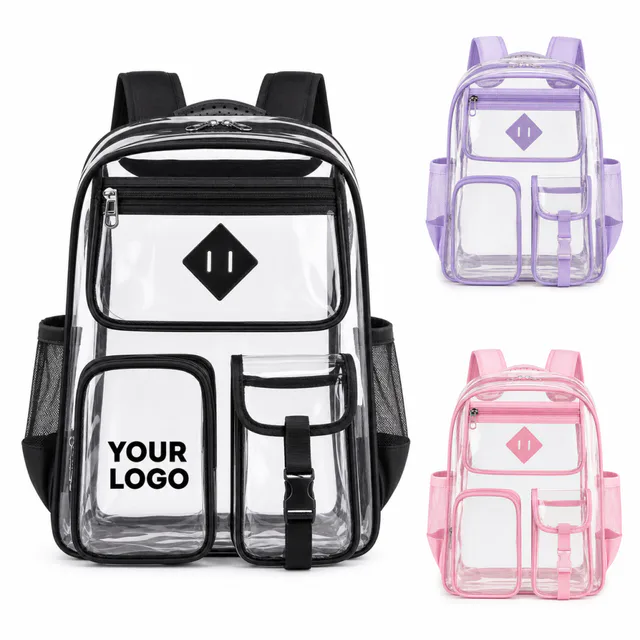 Large Capacity Clear PVC Backpack For Stadium Events And School