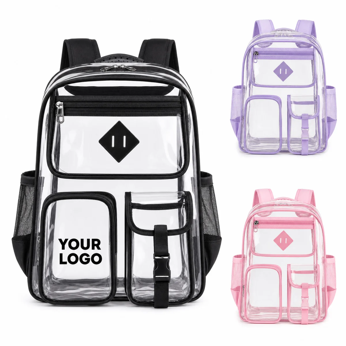 Large Capacity Clear PVC Backpack For Stadium Events And School