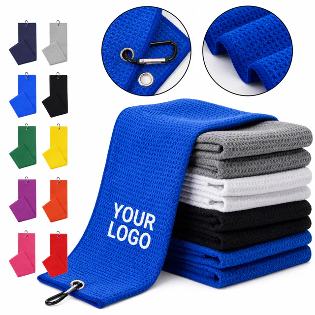 Custom Waffle Microfiber Golf Towel Fast Drying Sport Beach Promotional