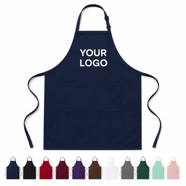Adjustable Twill Polyester Bib Apron With Front Pockets