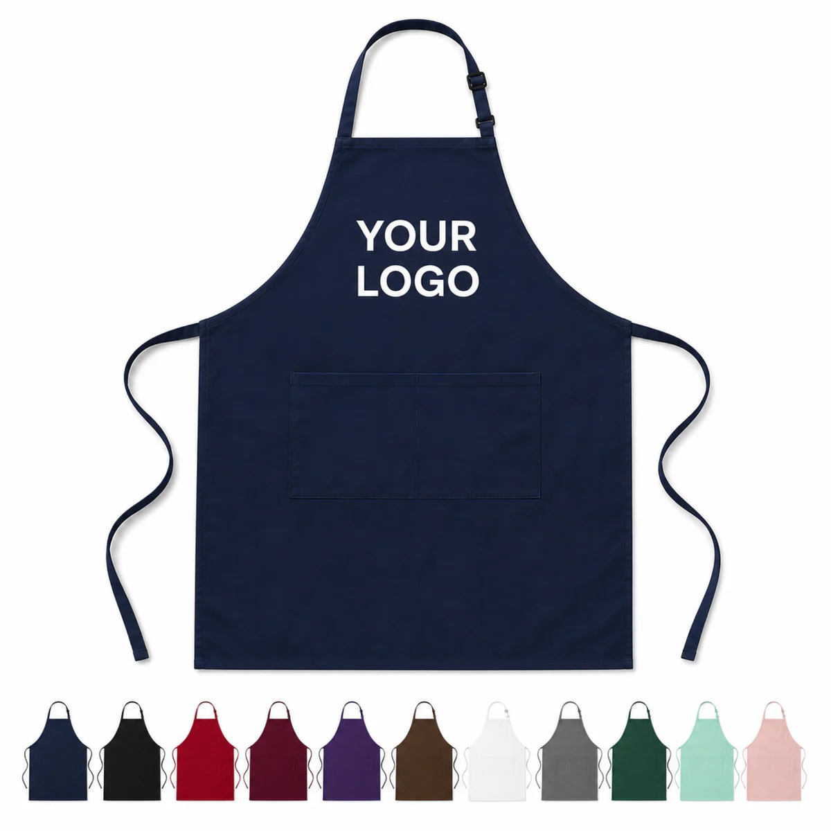 Adjustable Twill Polyester Bib Apron With Front Pockets