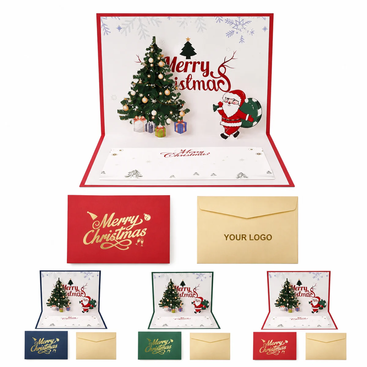 Pop-Up Christmas Greeting Cards Custom 3D Holiday Paper Cards
