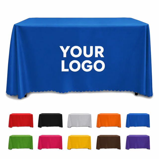 Custom 6 Foot Polyester Table Cover Full Color Printed