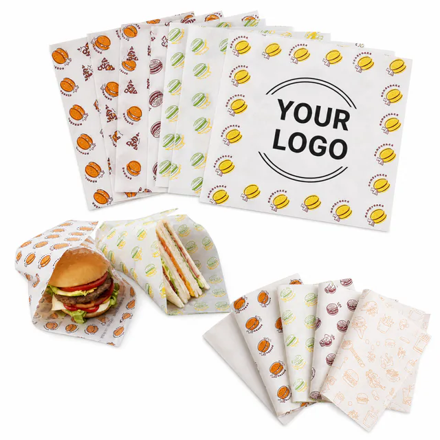 Custom Greaseproof Food Wrapping Paper For Hamburger And Takeout