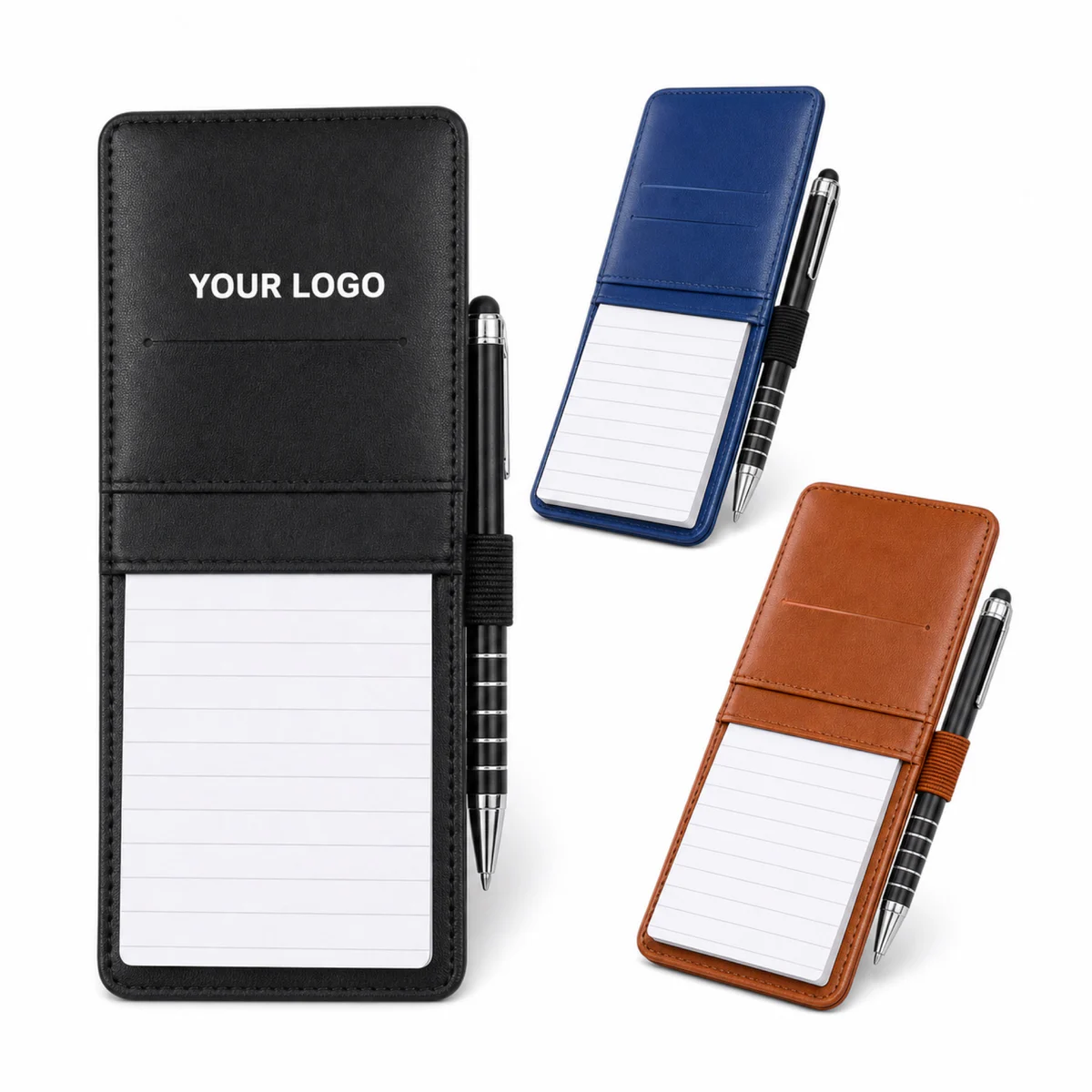 A7 Pocket Notebook With PU Cover Card Slot And Stylus Pen Holder