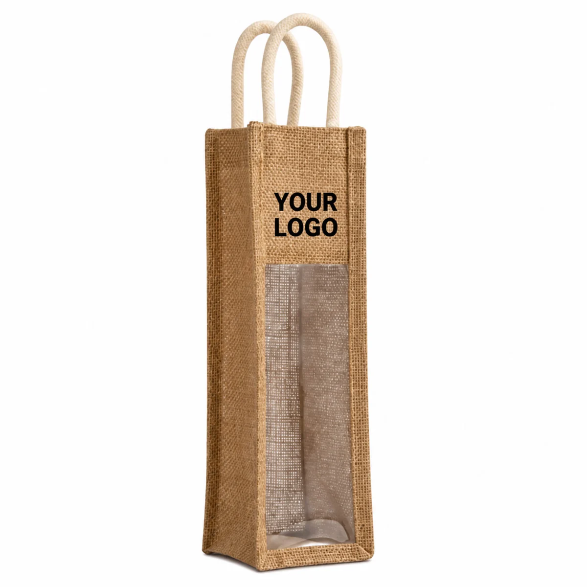 Waterproof Single Bottle Wine Bag Jute And PVC Custom Promotional Gift Bag