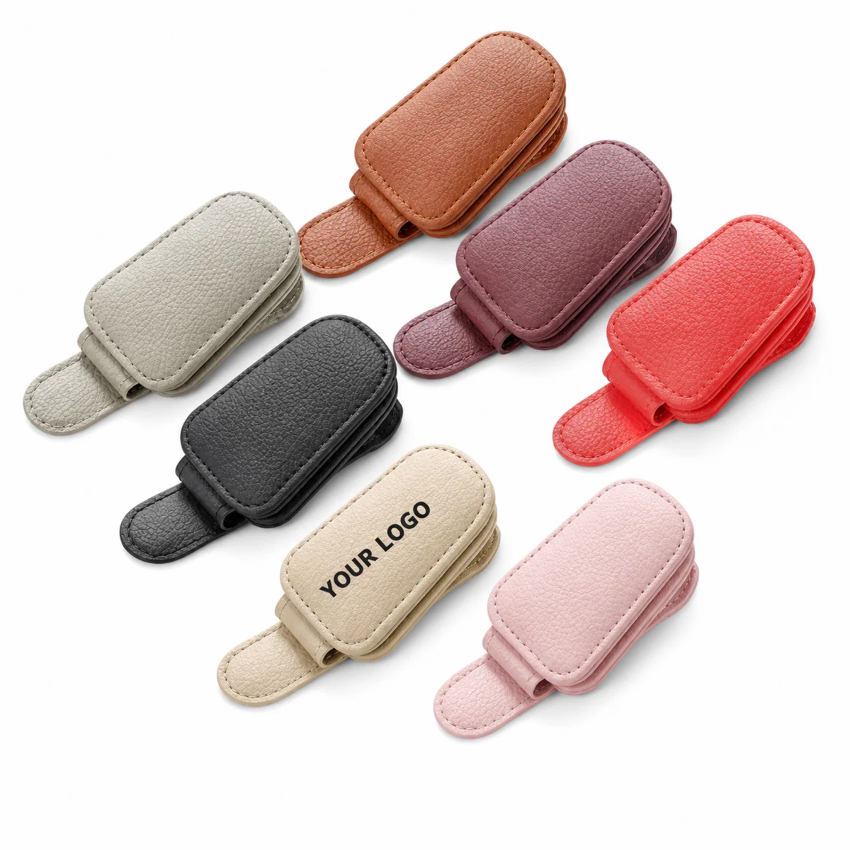 PU Leather Car Sun Visor Sunglasses Clip Holder