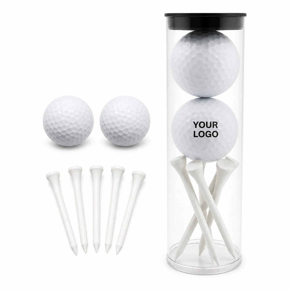 Custom Golf Ball And Wooden Tee Promotional Set