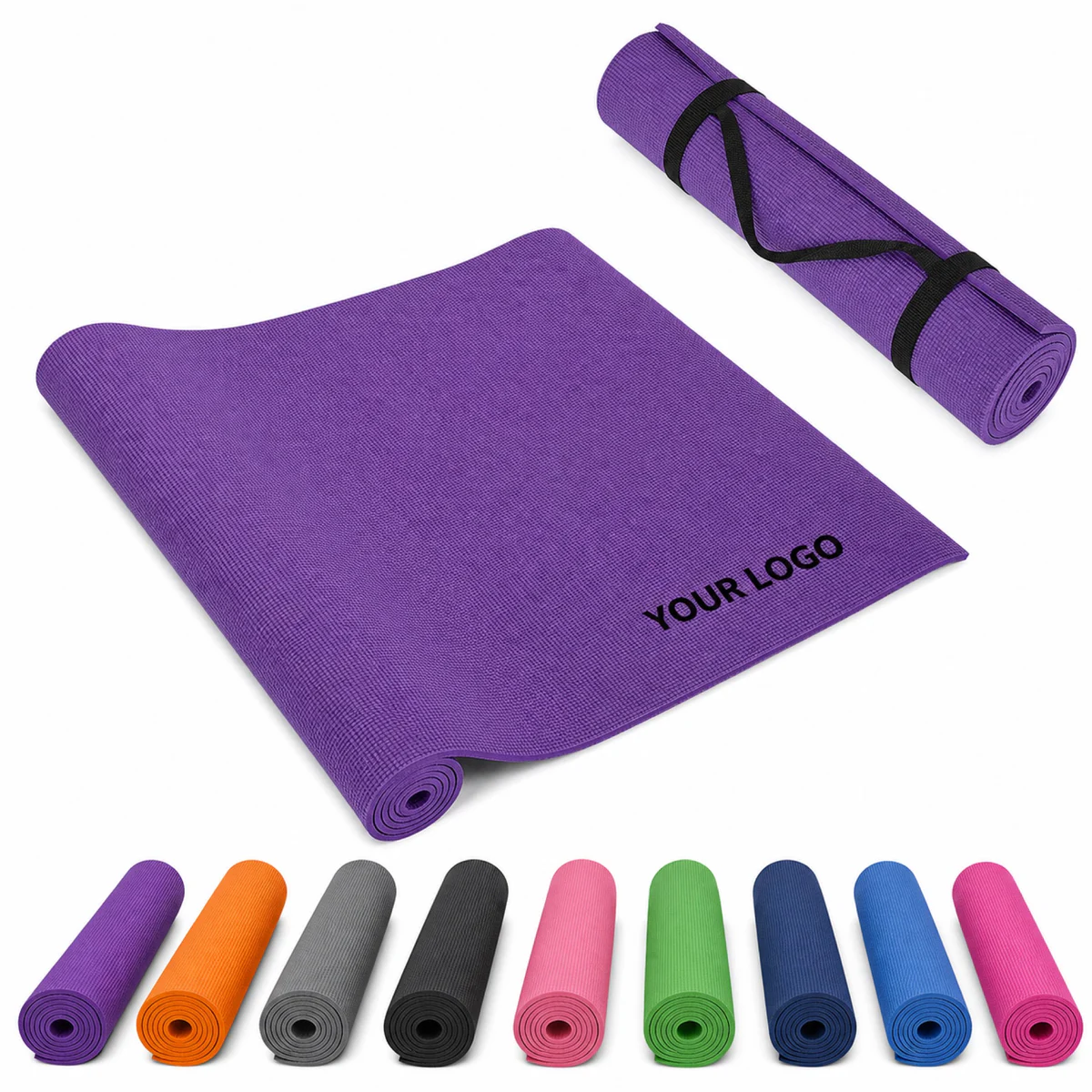 Custom PVC Yoga Mat With Carry Strap