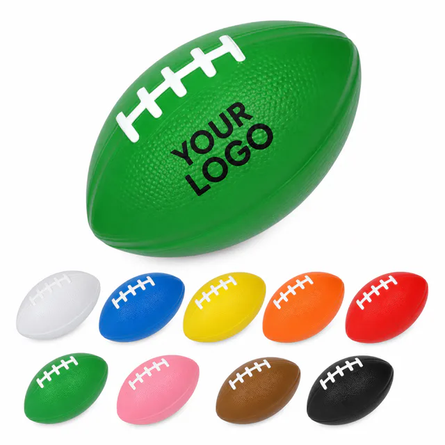 Custom Rugby Shaped Polyurethane Foam Stress Ball For Promotional Sports Events