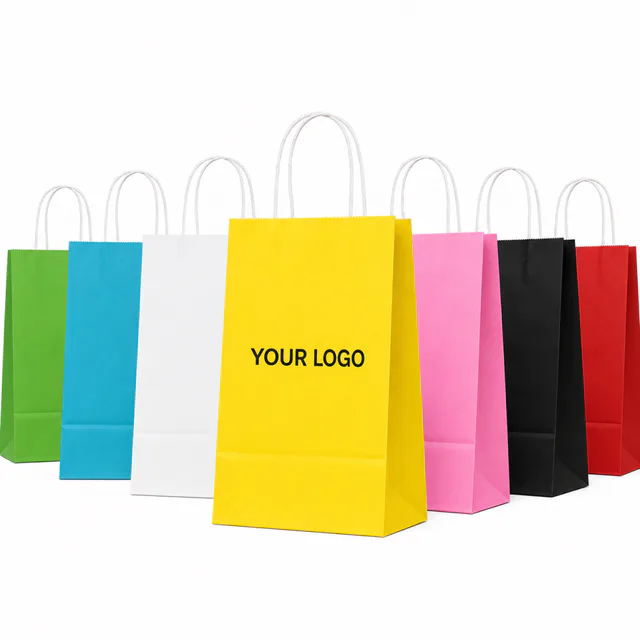 Custom Handle Kraft Paper Bag For Promotional Gifts And Shopping