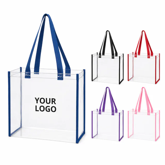 11.8 Inch Square Clear PVC Tote Bag With Custom Logo Imprint
