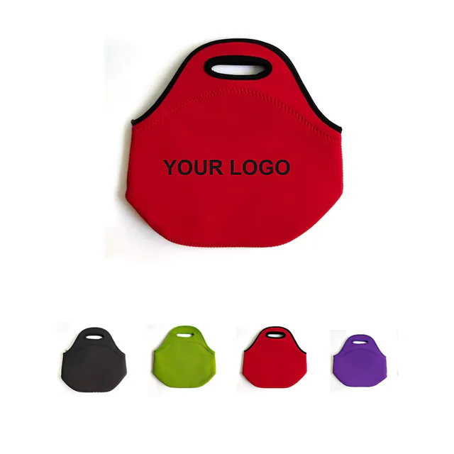 Custom Neoprene Zippered Lunch Tote Bag 12 X 12 X 6.5 Inch MOQ 10 Pieces
