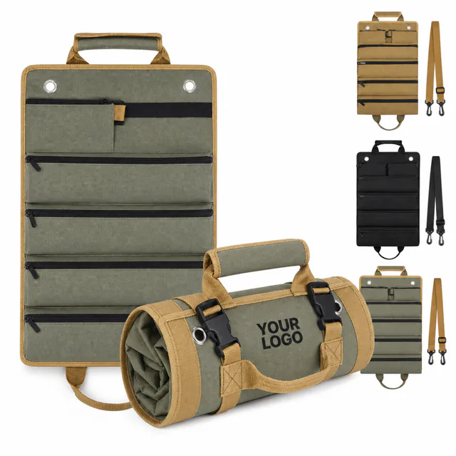 Heavy Duty Roll Up Tool Bag Oxford Cloth Storage Pouch MOQ 10pcs