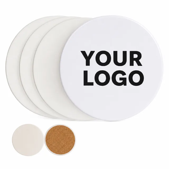 Custom Full Color Imprint Ceramic Coaster With Cork Backing