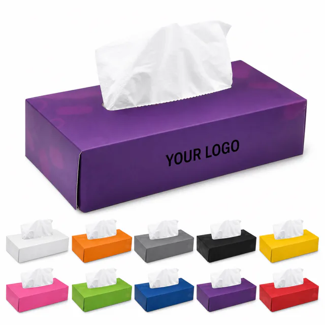 Custom Full Color Printed Rectangle Tissue Box With Tissues