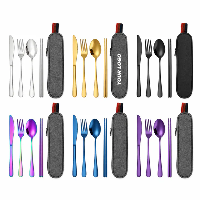 Stainless Steel Travel Cutlery Set With Portable Case