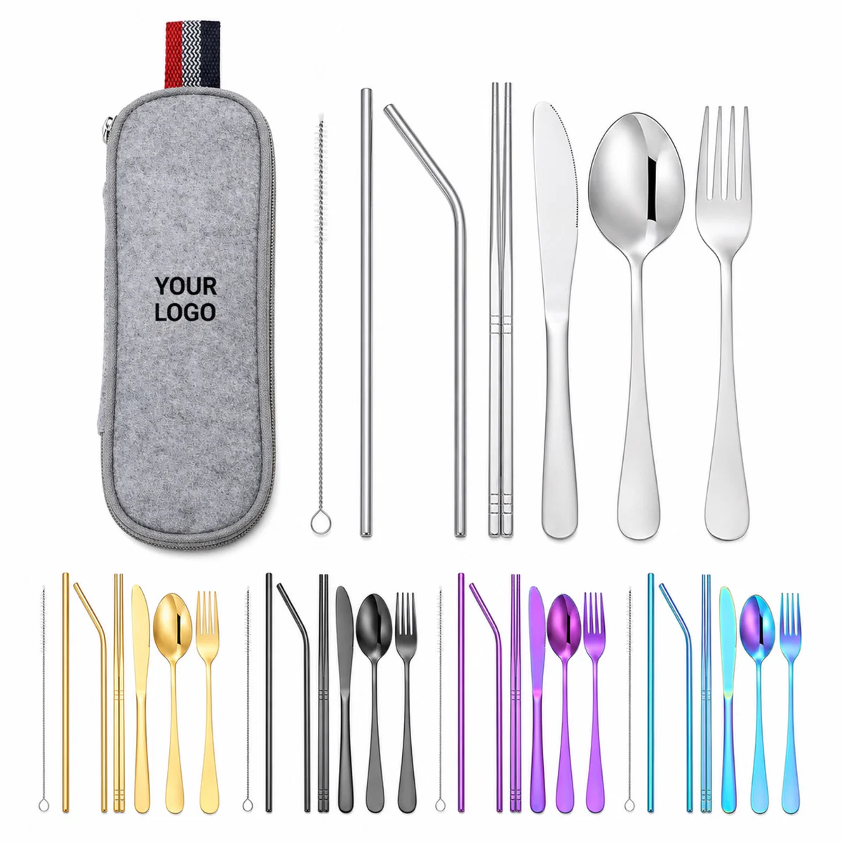 Travel Camping Stainless Steel Cutlery Set With Carry Bag