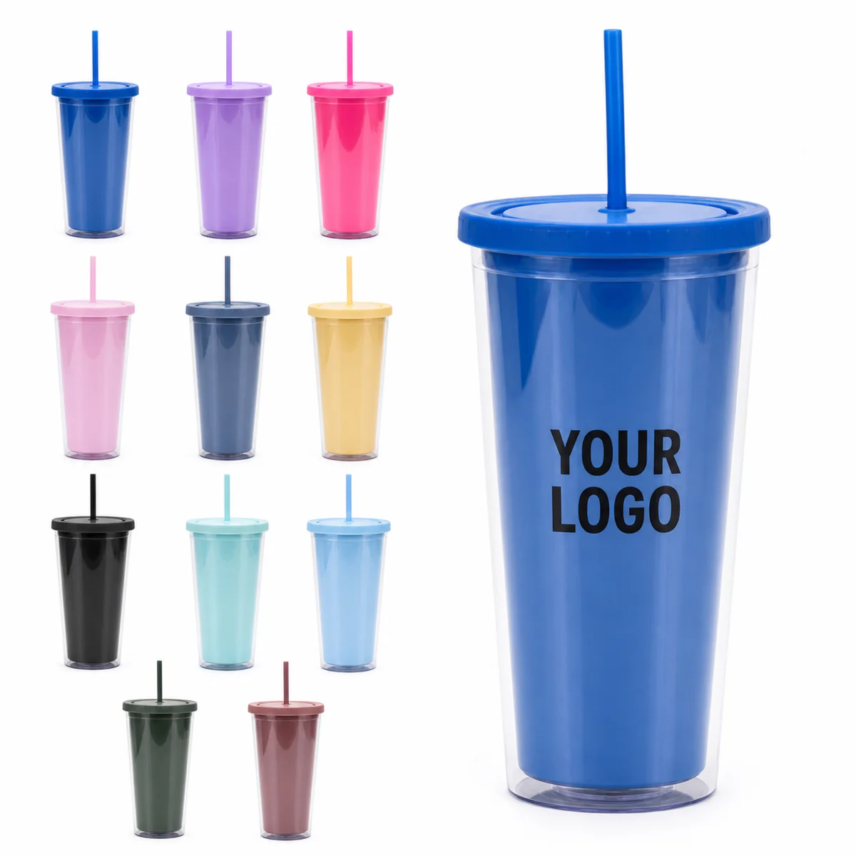 32 Oz Double Wall Plastic Tumbler With Straw For Promotional Events