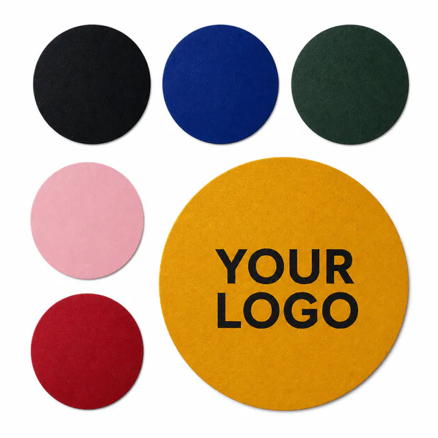 Custom PU Leather Round Drink Coaster For Bar And Home