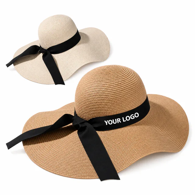 Customizable Women's Straw Wide Brim Sun Hat For Beach