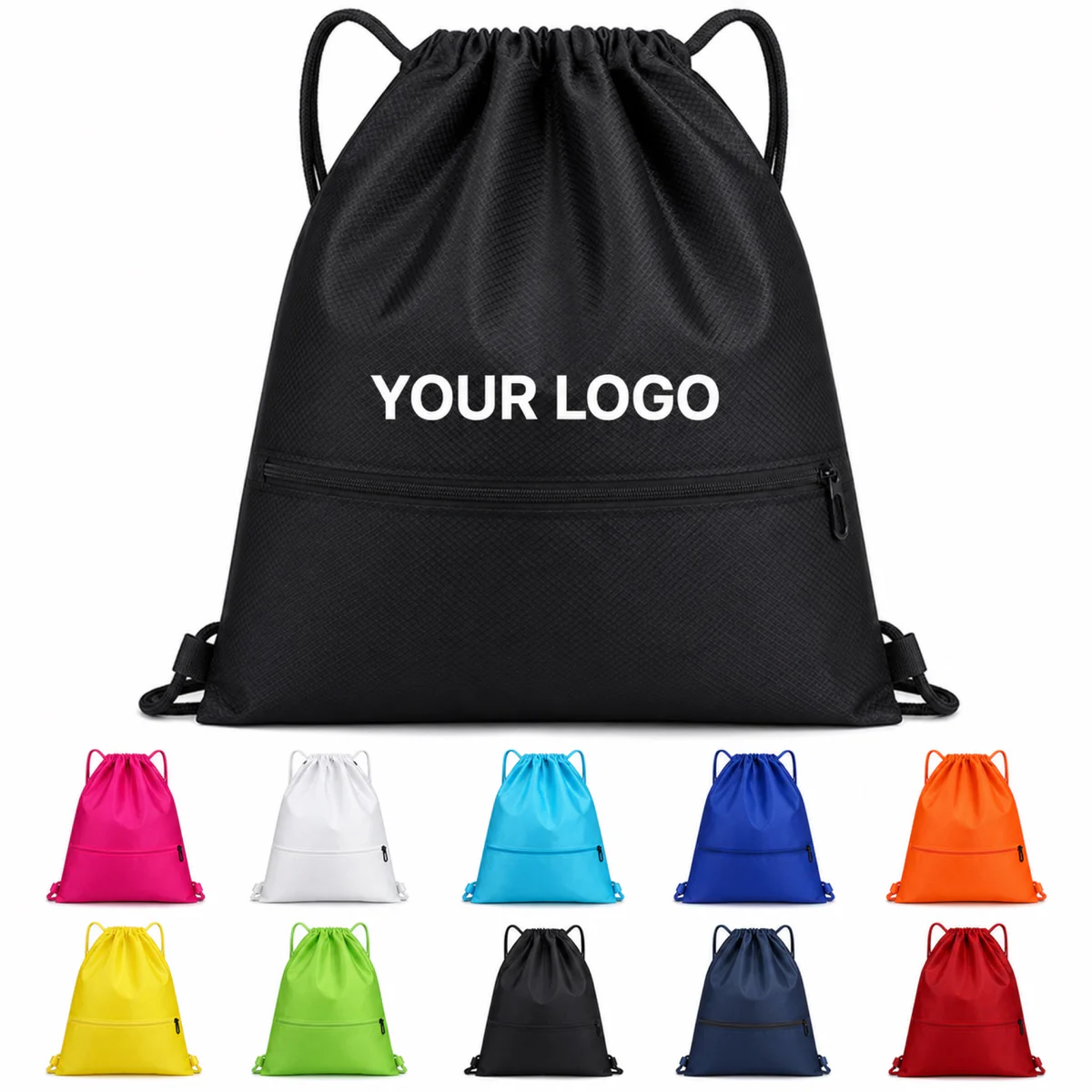 Custom Drawstring Backpack Bag Waterproof Oxford Gym Sack With Zip Pocket
