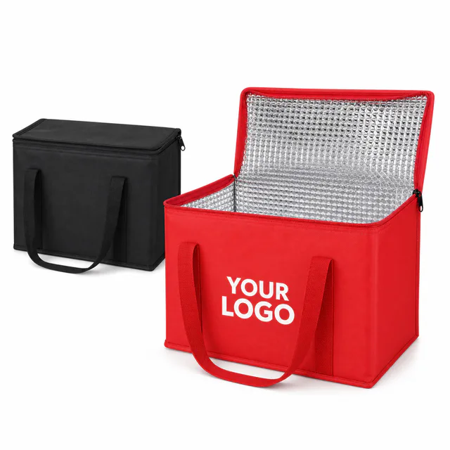 Insulated Non-Woven Grocery Shopping Tote Bag With Zipper Closure