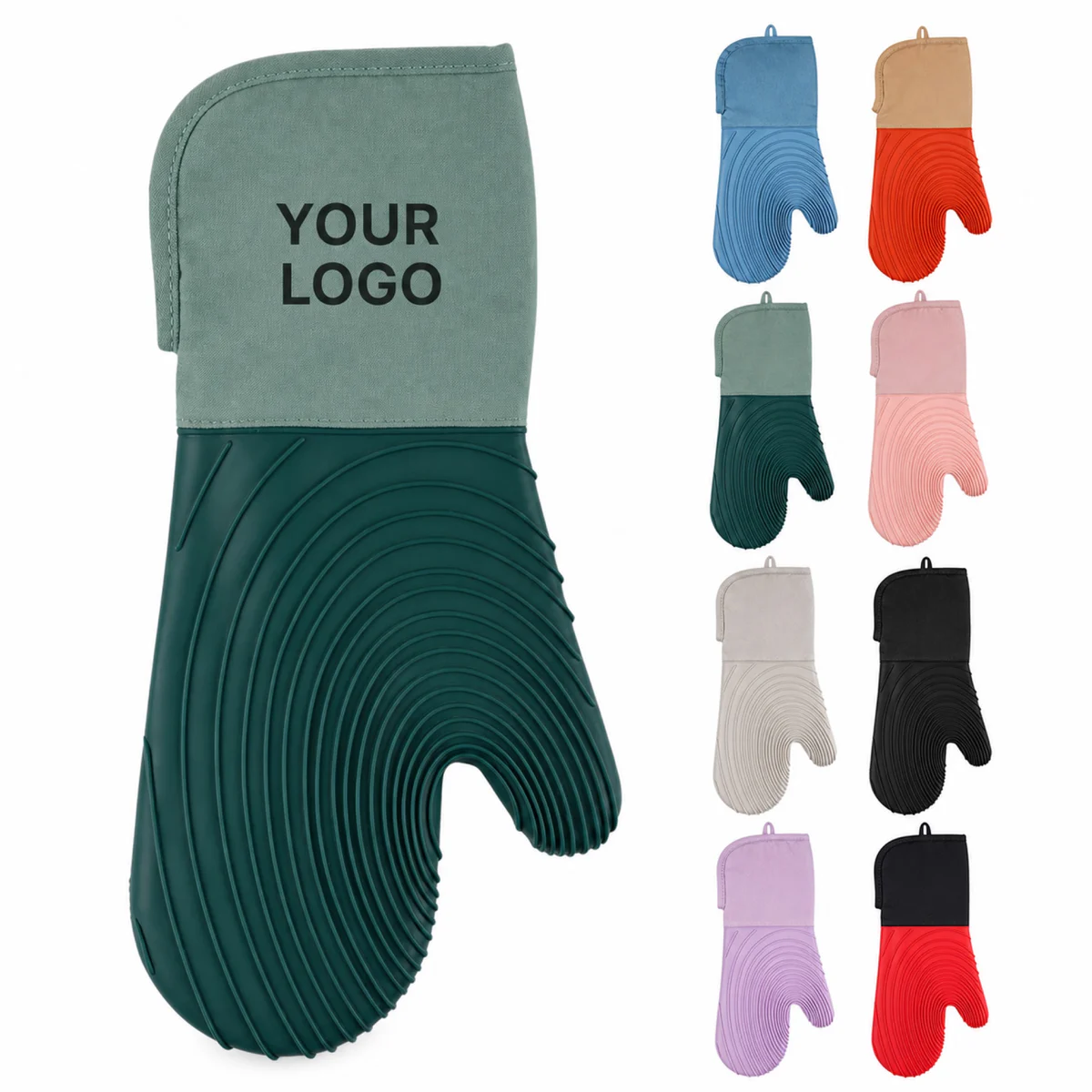 Custom Silicone Oven Mitt Heat Resistant Polyester Cotton Kitchen Glove