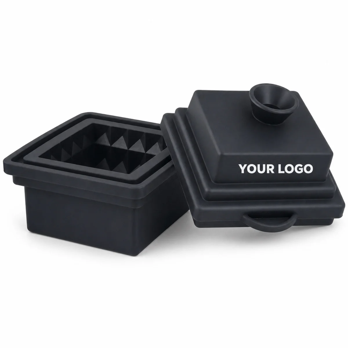 Custom Silicone Ice Cube Mold With Built-In Funnel For Whiskey And Cocktails