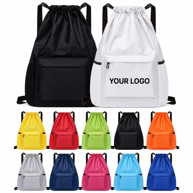 Waterproof Oxford Cloth Drawstring Backpack With Multiple Pockets