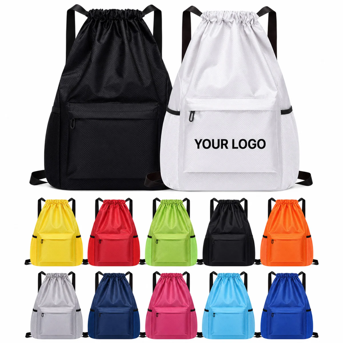 Waterproof Oxford Cloth Drawstring Backpack With Multiple Pockets