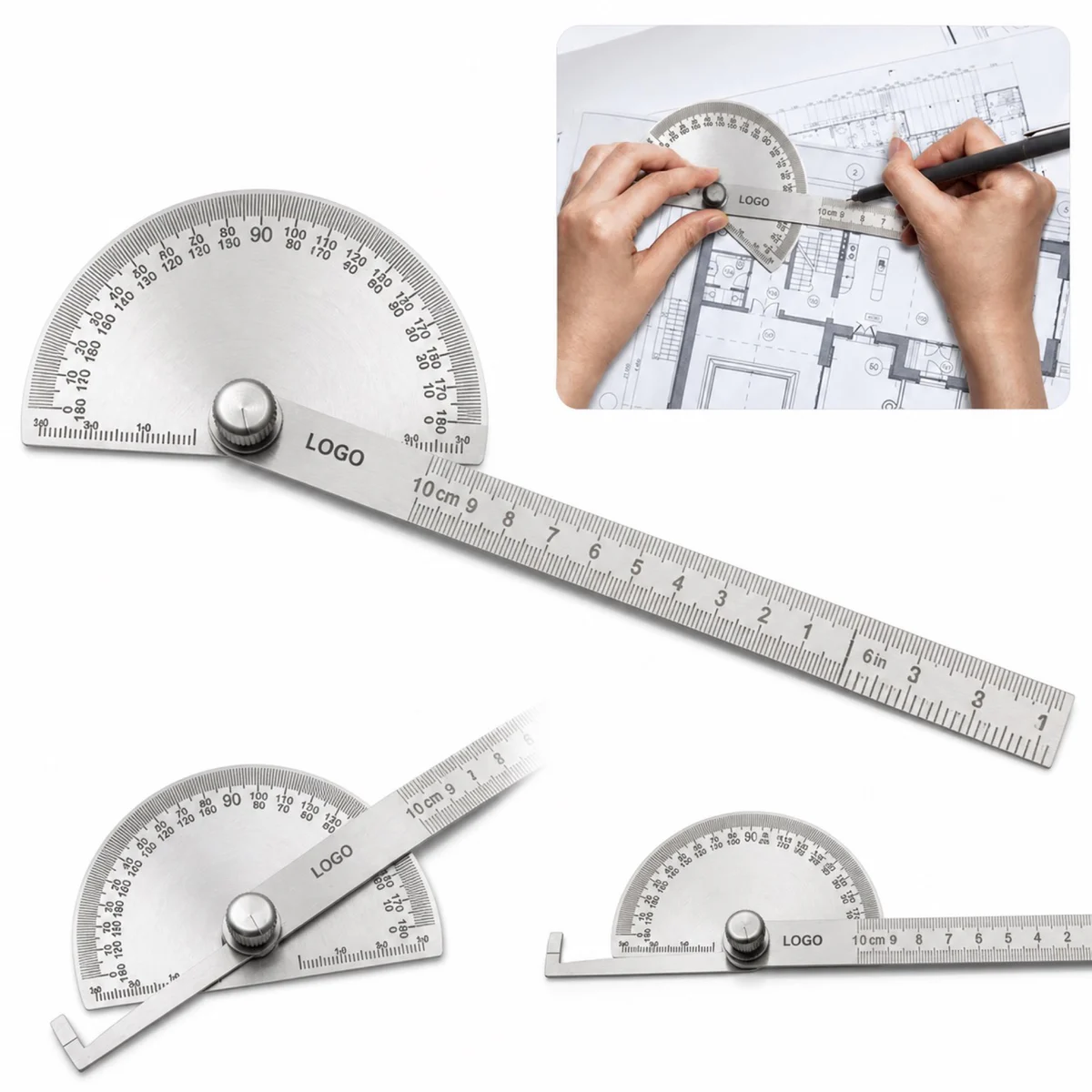 180 Degree Stainless Steel Angle Protractor Tool