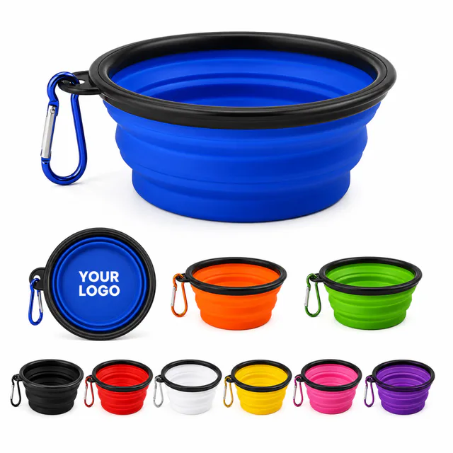 Collapsible TPE Pet Bowl With Carabiner Clip