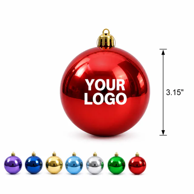 Custom Printed Christmas Tree Ornament Balls Plastic MOQ50