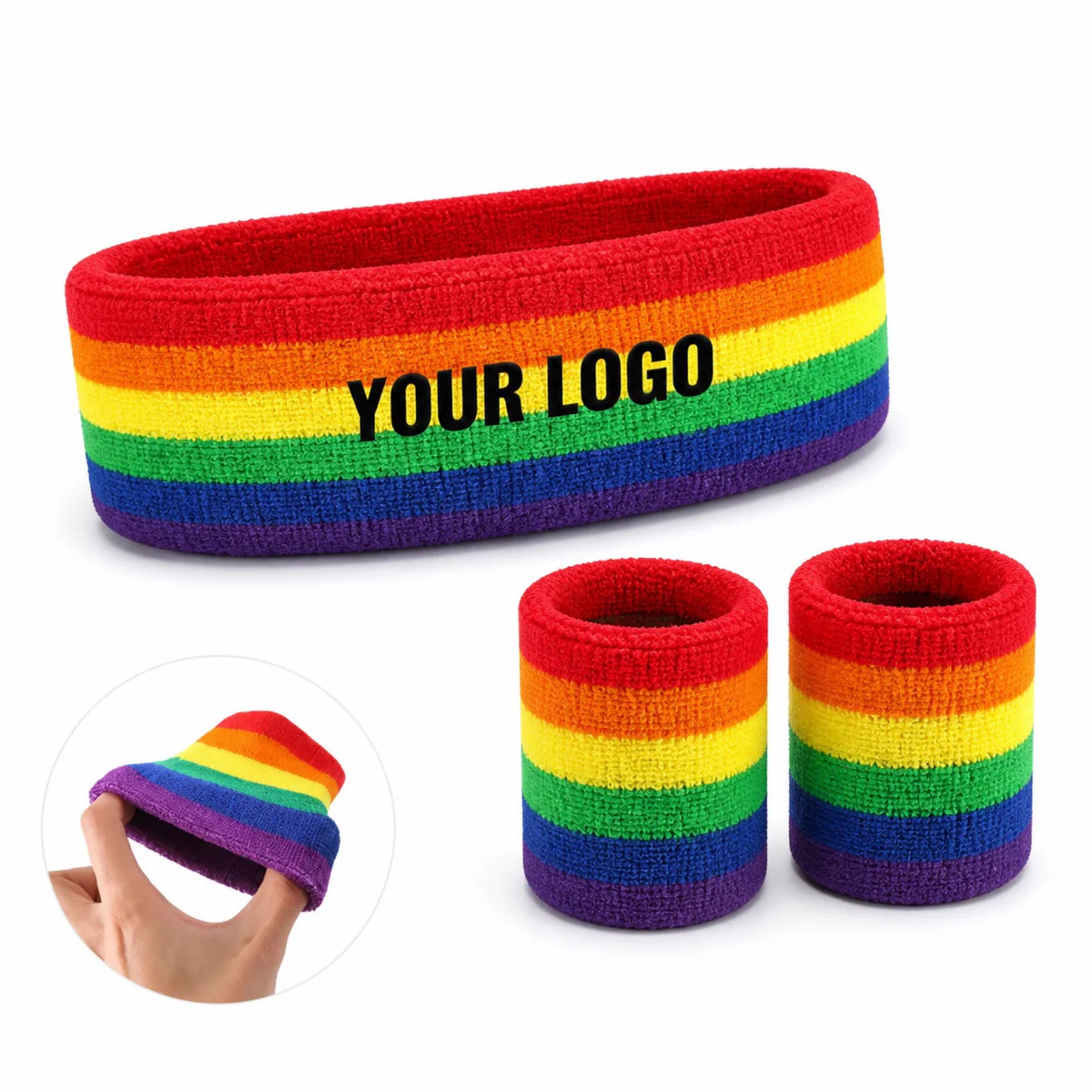 Rainbow Cotton Headband And Wristband Set
