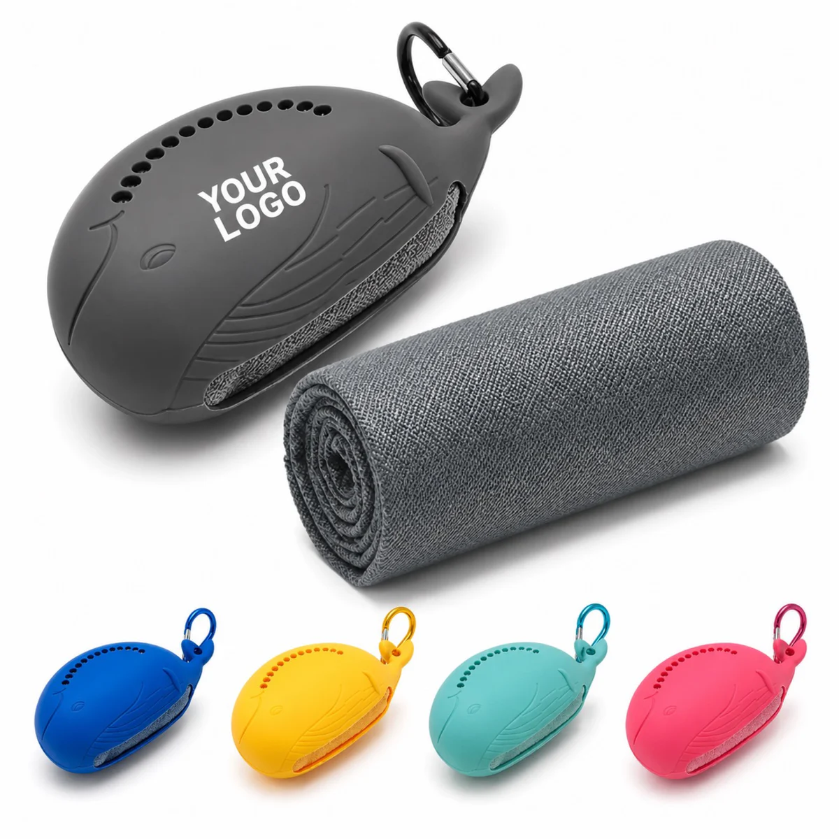 Polyester Cooling Towel With Whale Clip Case