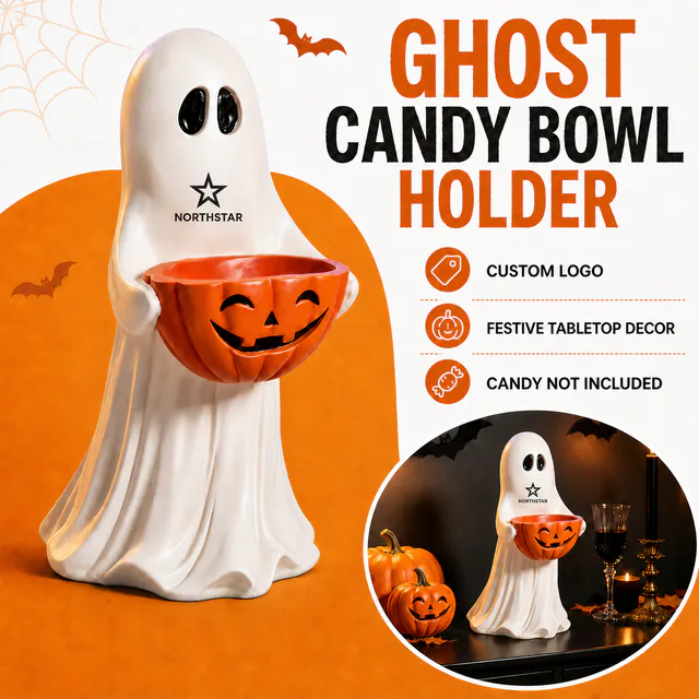 Custom Logo Ghost Shaped Resin Candy Bowl Holder