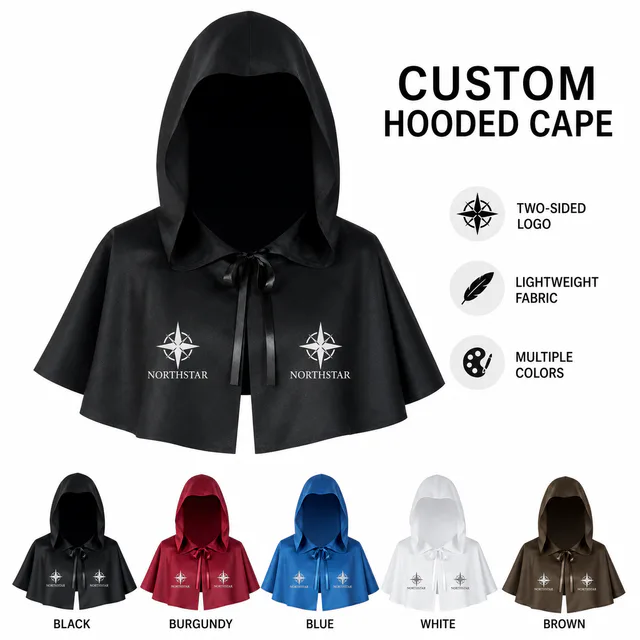 Custom Logo Halloween Short Hooded Polyester Cape